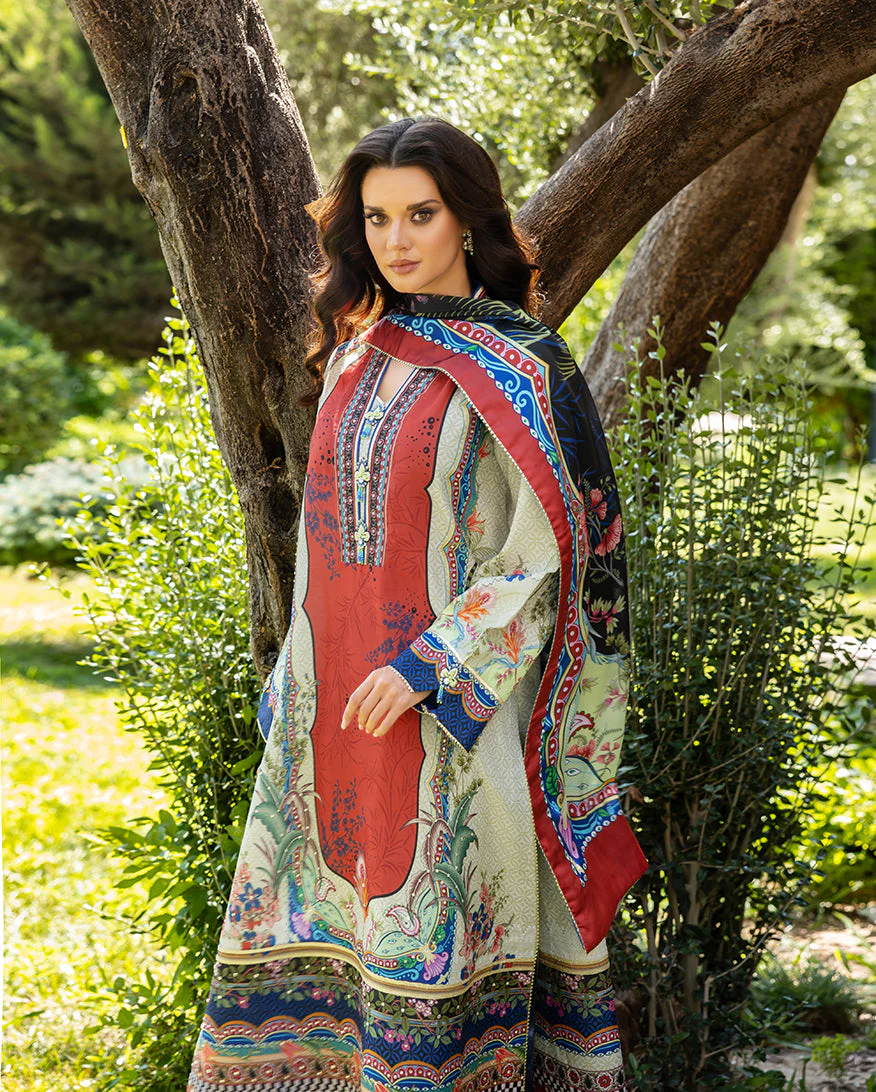 Mushq Hemline Nirvana - Echoes of Serenity | Unstitched 3-Piece Raw Silk Designer Suit